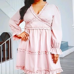 Frill Trim Flounce Sleeve A-line Dress